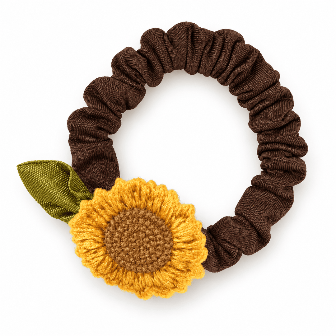 Womens Sunflower Fabric Stretch Scrunchie N6K306