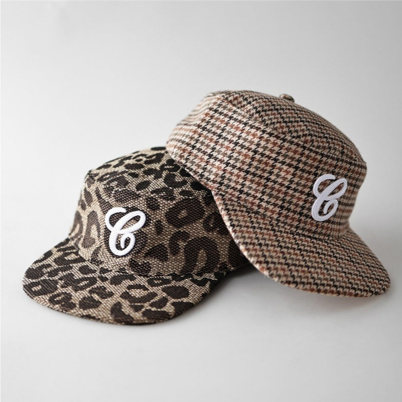 Retro Leopard Print Flat Top Baseball Cap Women N6C077