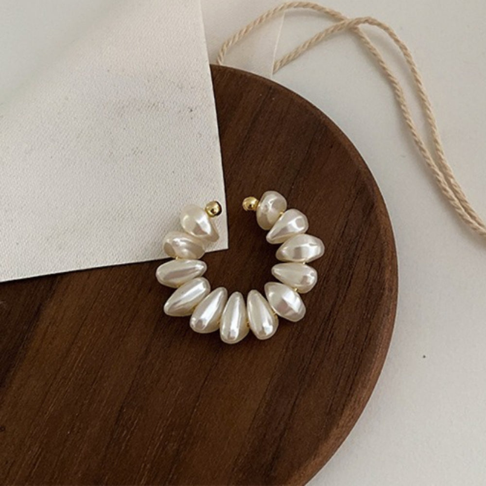 Vintage Baroque Pearl Ear Cuff Gold Plated No Piercing N6H170