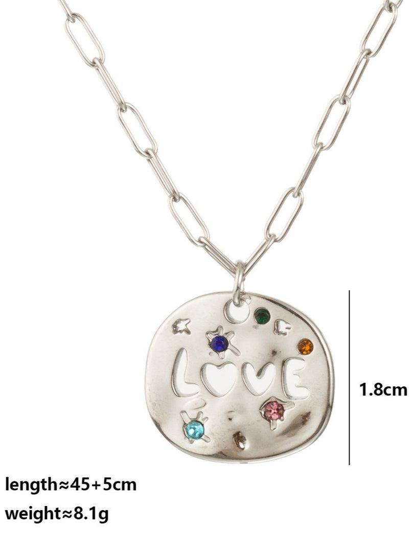 MAMA Tarot Circle Pendant 18K Gold Plated Necklace N6D534