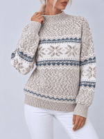 Load image into Gallery viewer, Half High Collar Snowflake Rabbit Hair Knit Sweater N6H258