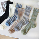 Load image into Gallery viewer, Vertical Rib Crystal Sheer Mid-Calf Socks Women N6H032