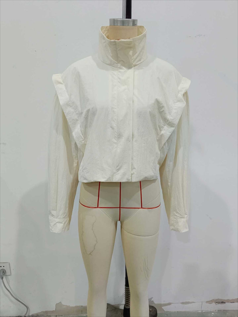 Zip Detail Long Sleeve Windbreaker Jacket Women N6D123