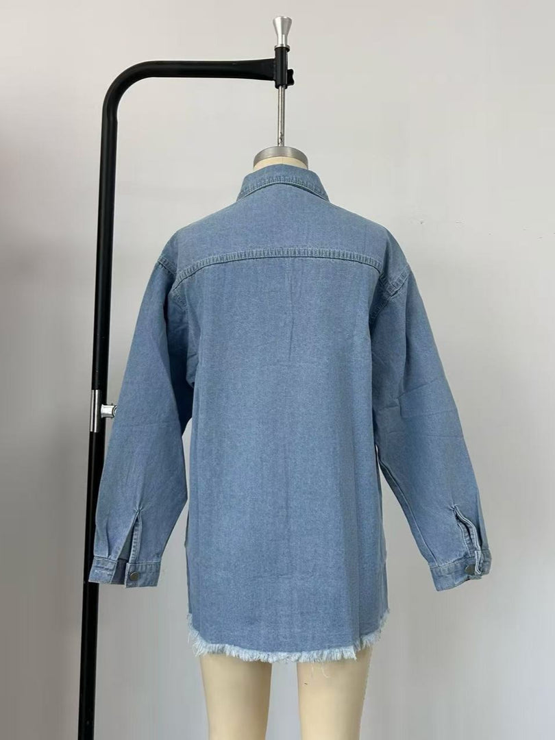 Vintage Washed Denim Jacket Women N6D167
