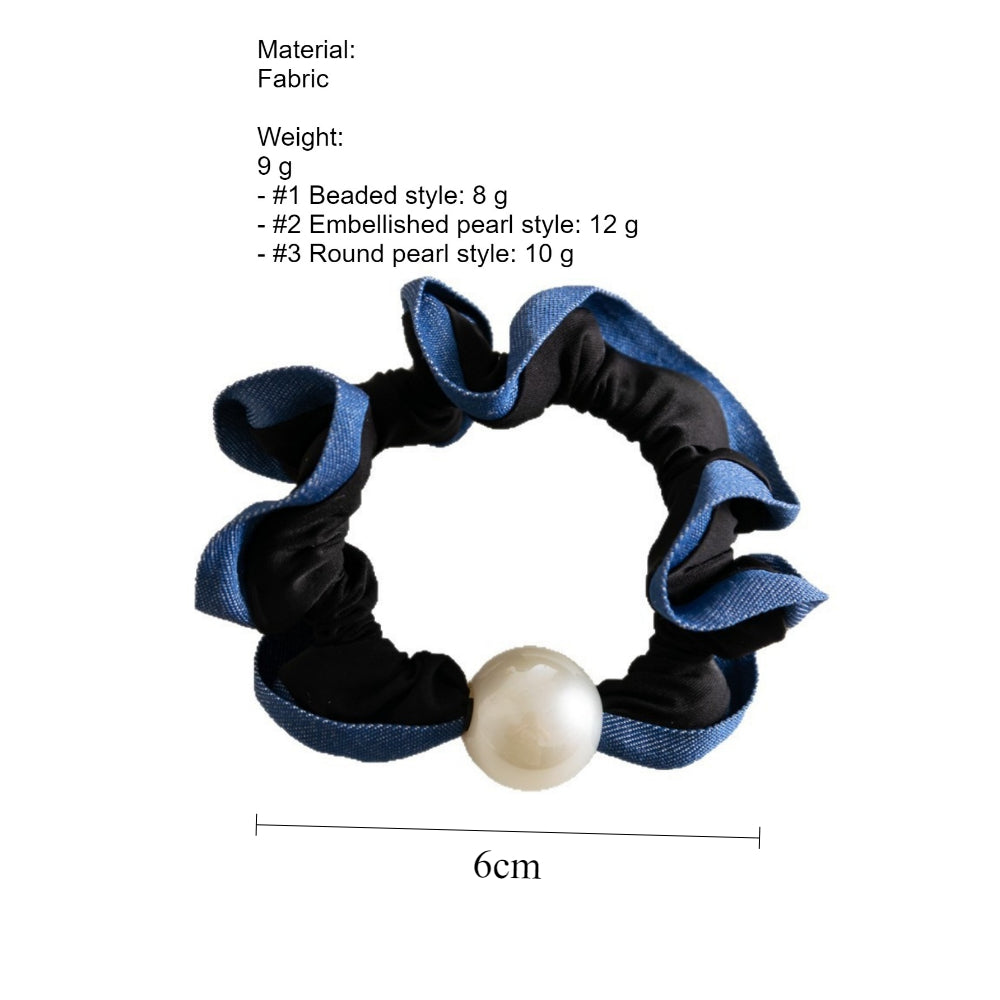 Polka Dot Pearl Mini Scrunchie High Elasticity Women N6H188
