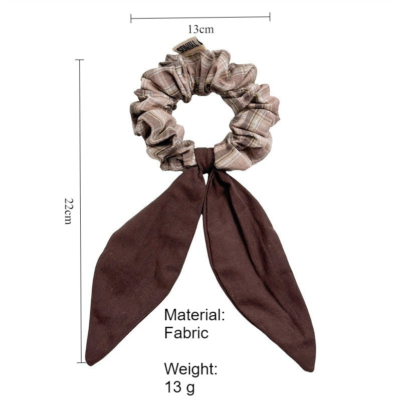 Vintage Plaid Big Bow Scrunchie Hair Tie Women N6H196