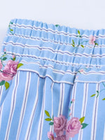 Load image into Gallery viewer, Blue Floral Notched Collar Sleeveless Blouse Shorts  N6F211