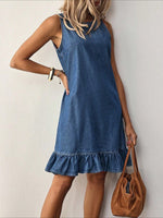 Load image into Gallery viewer, Denim A-Line Sleeveless Dress Women N6D176