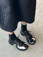 Load image into Gallery viewer, Cow Print Lace Up Loafers Women N6C148