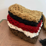 Load image into Gallery viewer, Handwoven Double Layer Flower Tassel Knit Beanie  N6H229