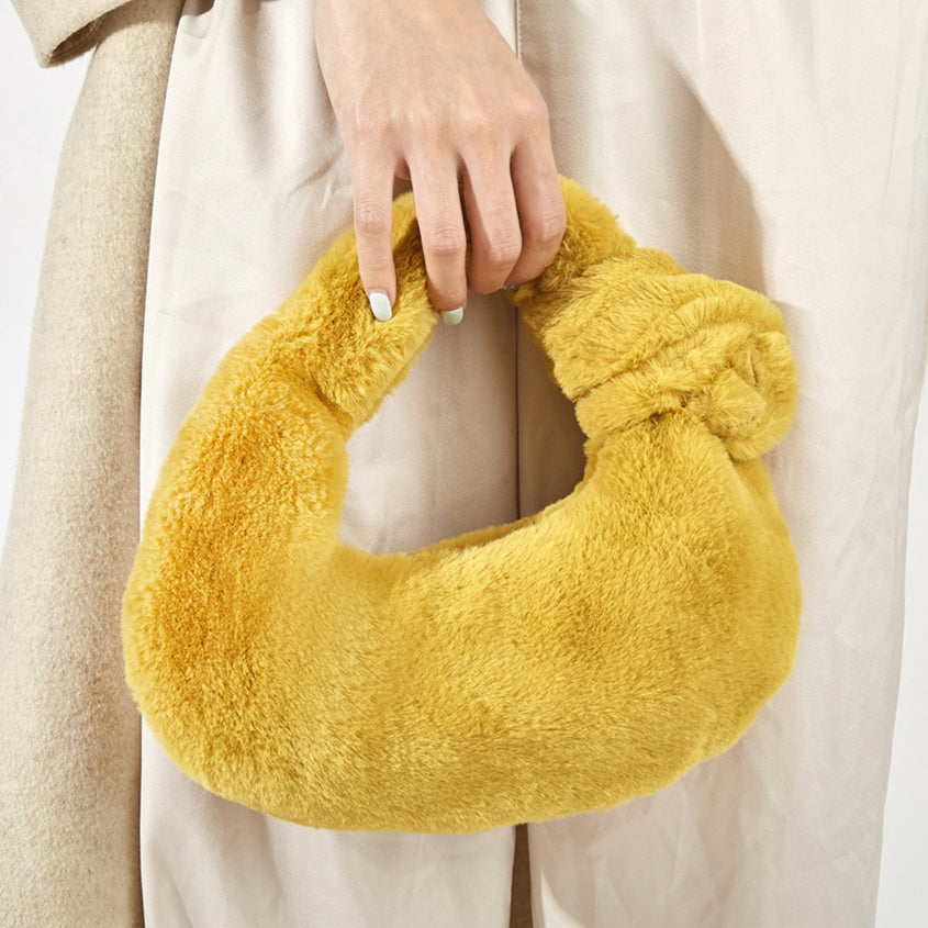 Women's Plush Knot Mini Dumpling Shoulder Bag N6J162