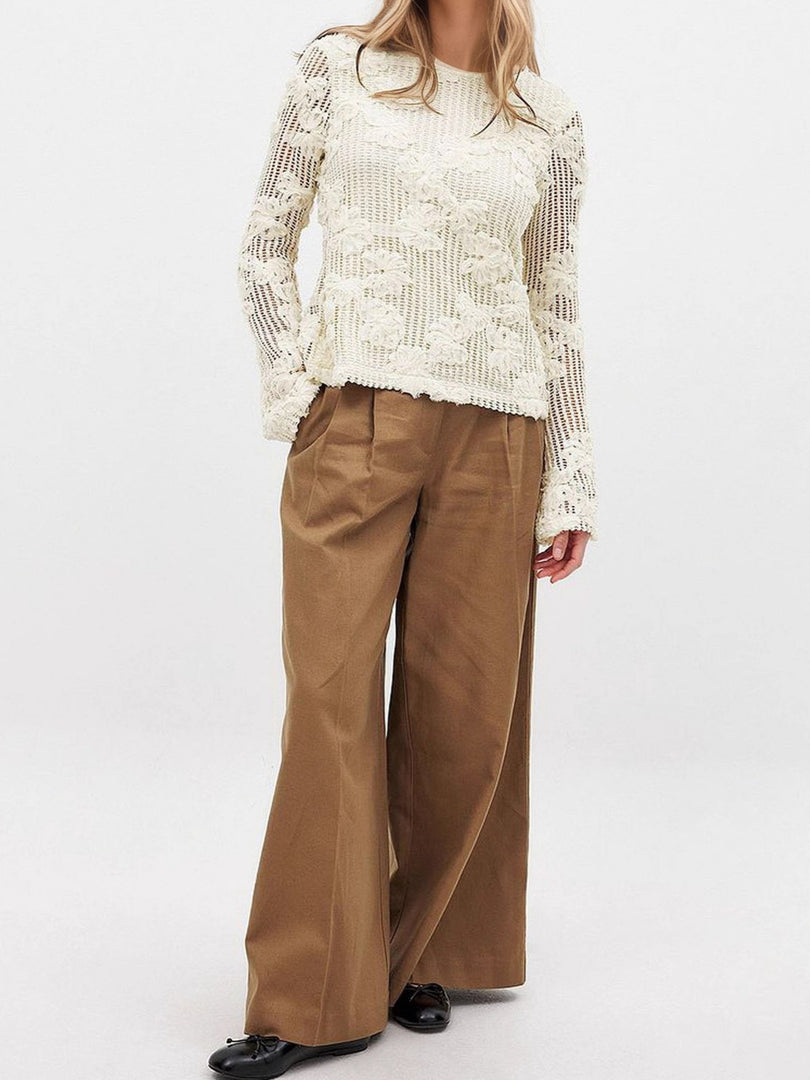 Lace Relief Knit Cardigan Back Cutout Tie N6F184