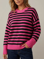 Load image into Gallery viewer, Casual Color Block Stripe Knit Pullover Women N6G187
