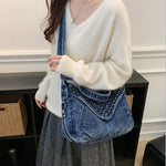 Load image into Gallery viewer, Women's Washed Denim Studded Bag N6J212