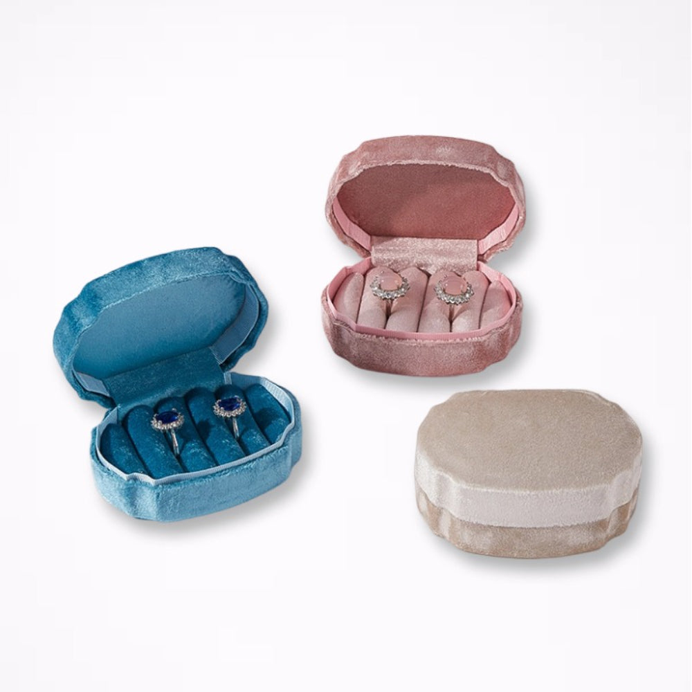 Velvet Shell Ring Box Jewelry Organizer with Display N6E068
