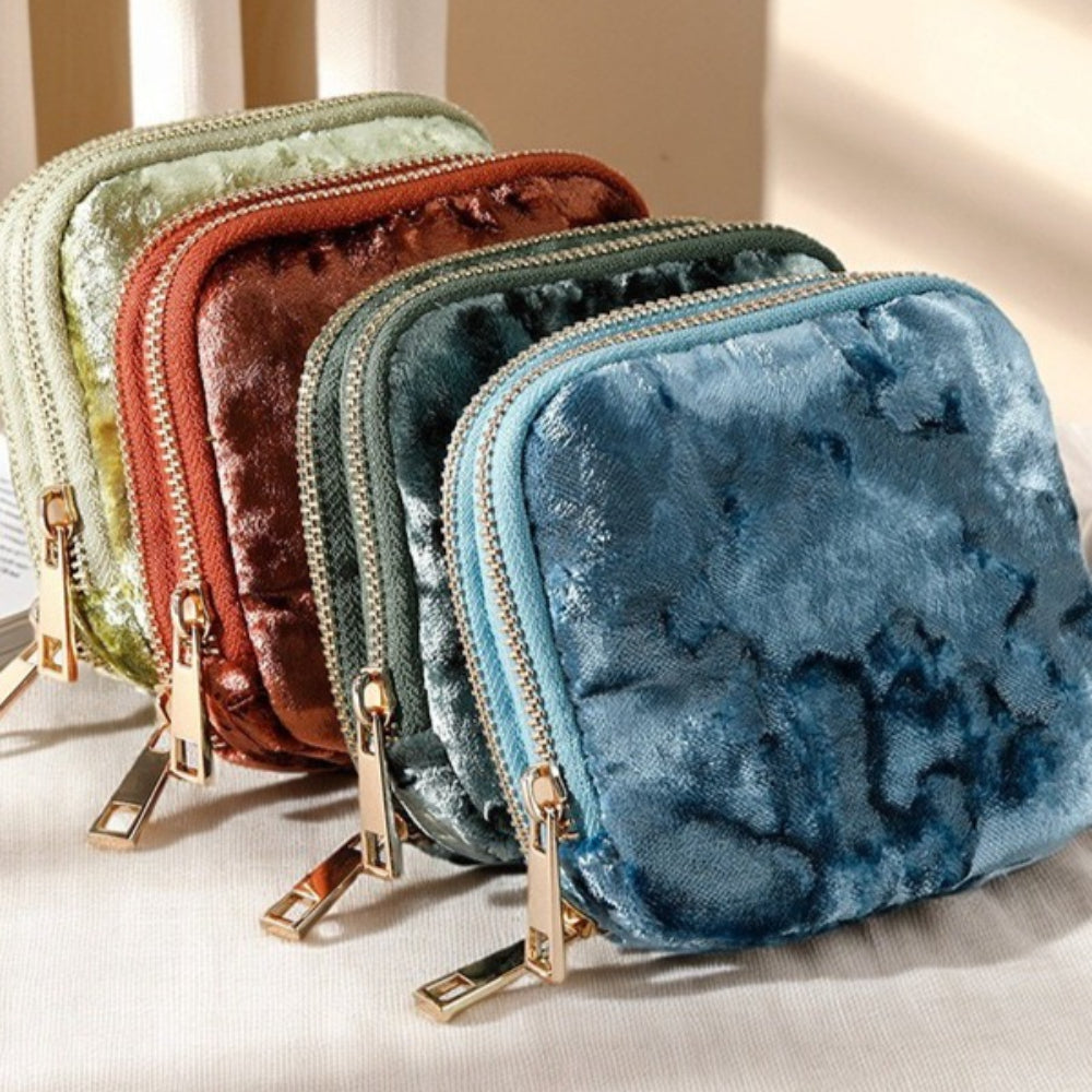 Ombre Tassel Velvet Jewelry Pouch with Double Layer N6E076