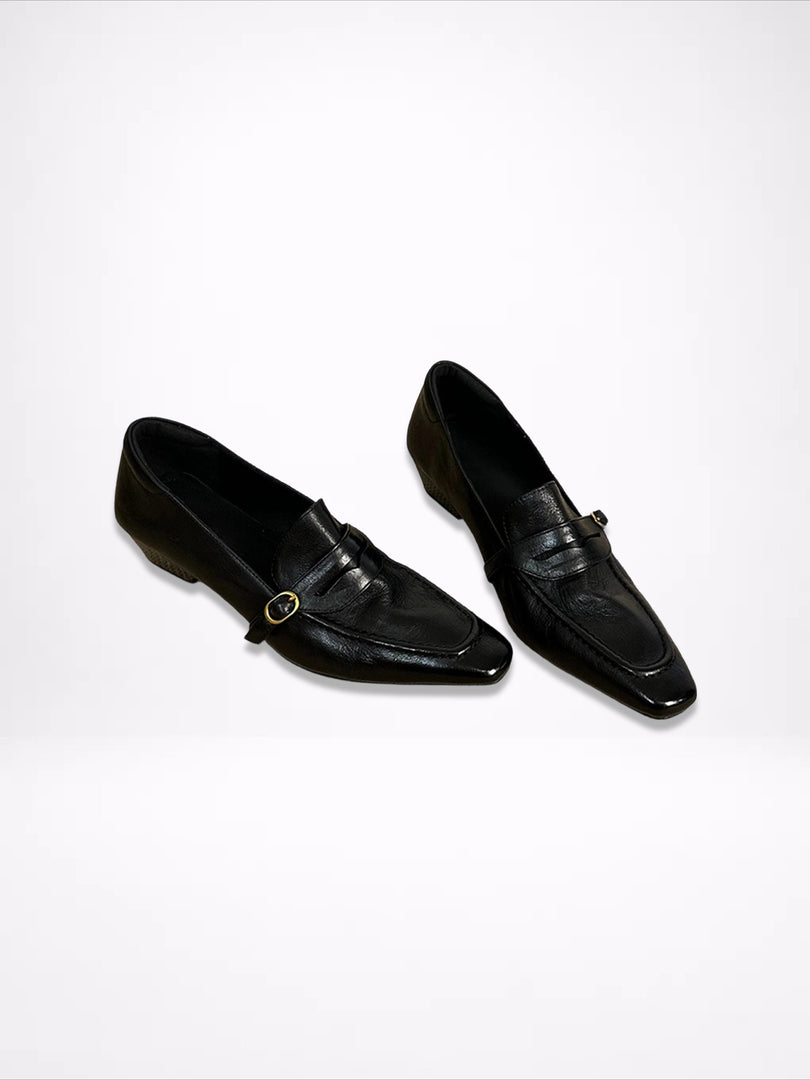 Square Toe Chunky Heel Loafers Women N6C149