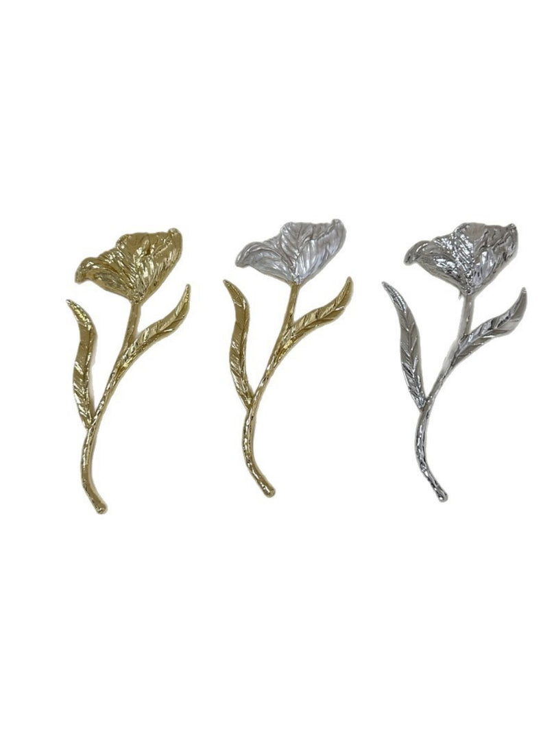 Vintage Oversized Metal Leaf Flower Brooch N6B013