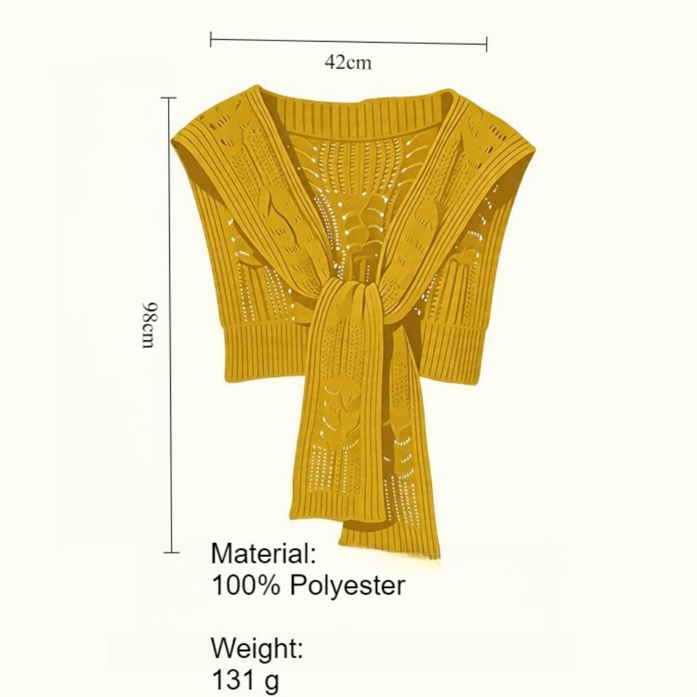 Thick Knit Square Shawl Hollow Twist Women N6H241