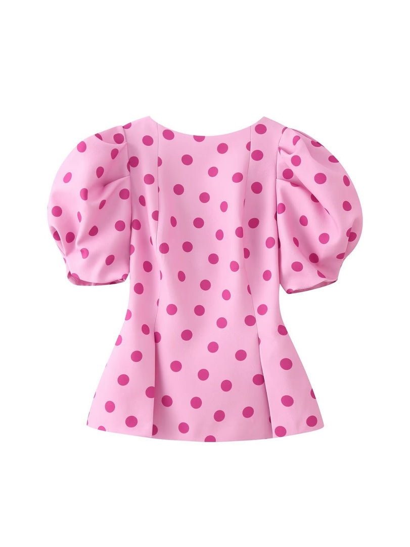 Bow Pearl Puff Sleeve Shirt Women N6E153