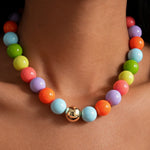 Load image into Gallery viewer, Colorful Dopamine Acrylic Round Bead Necklace N6F092