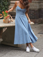 Load image into Gallery viewer, Distressed Maxi Dress V Neck Ruffle Lightweight N5Z154
