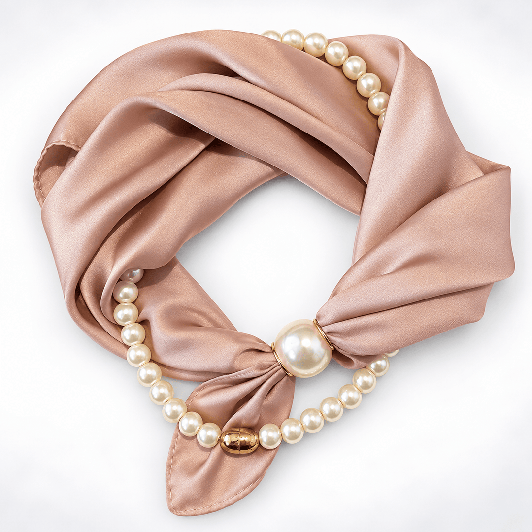 Womens Pearl Magnetic Clasp Floral Skinny Scarf N6K281