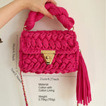 Load image into Gallery viewer, Handwoven Crochet Solid Shoulder Bag Tassel Purse N6F095