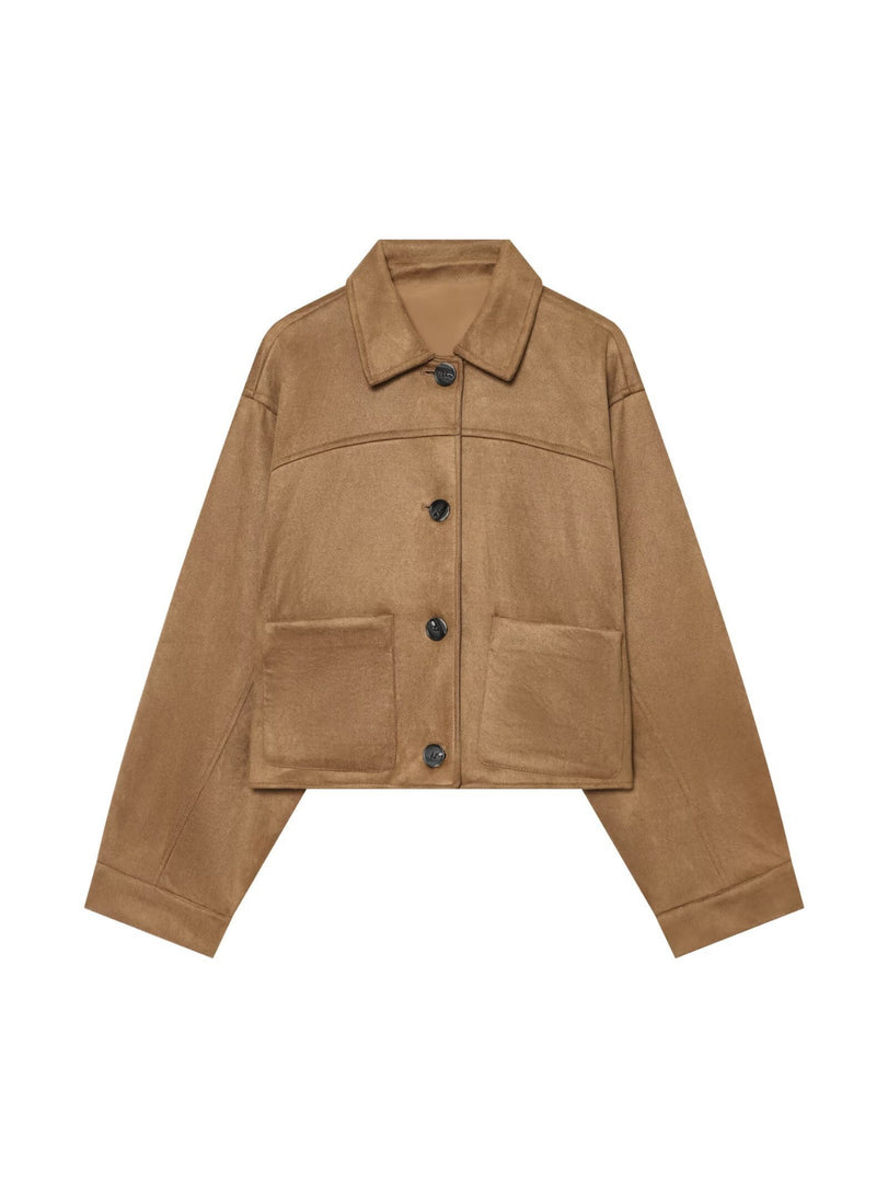Fashion Lapel Single-Breasted Slim Fit Jacket Brown N6G166