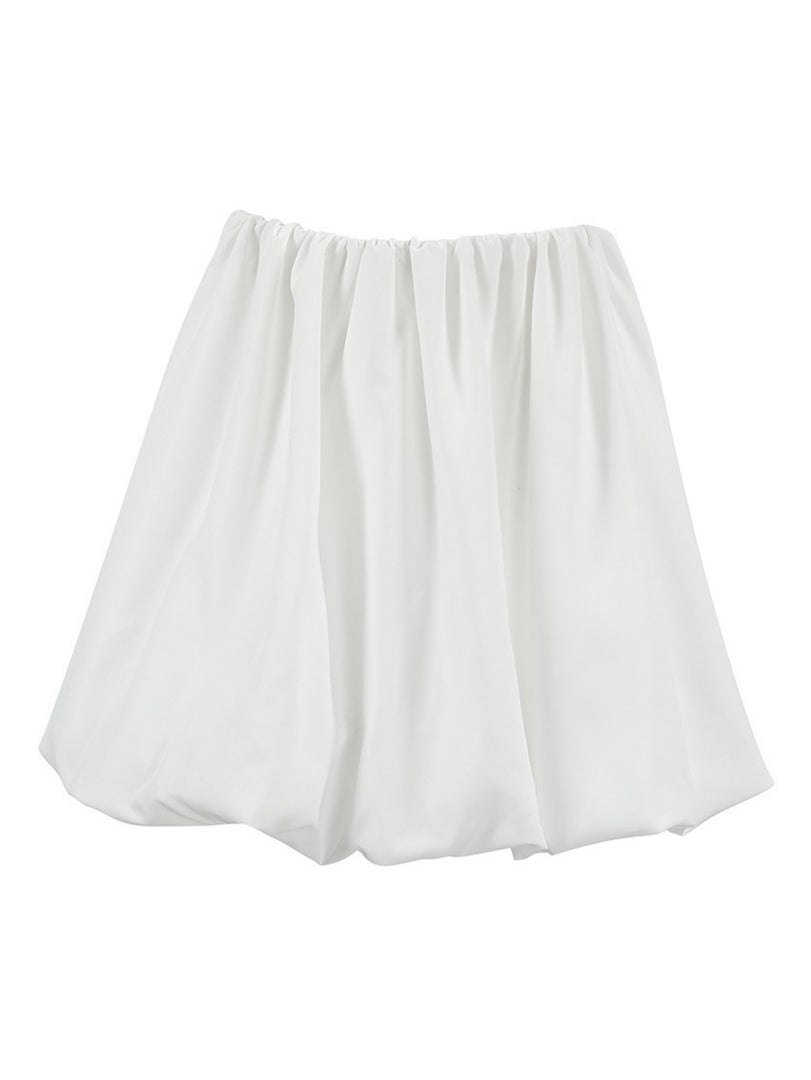 White High Waist Office Puff Skirt N6D112