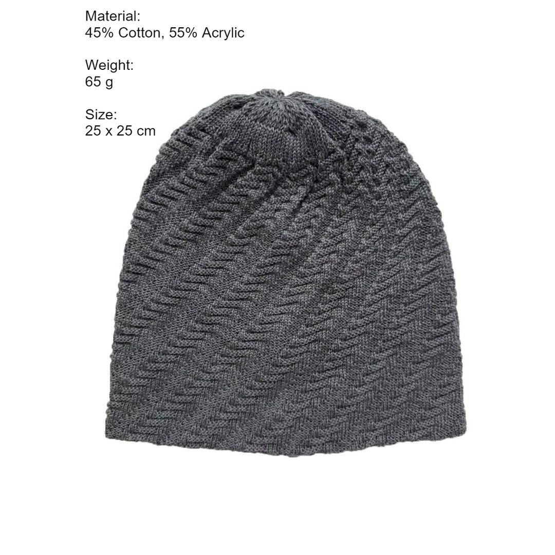 Slouchy Cotton Acrylic Solid Knit Beanie Women N6H214