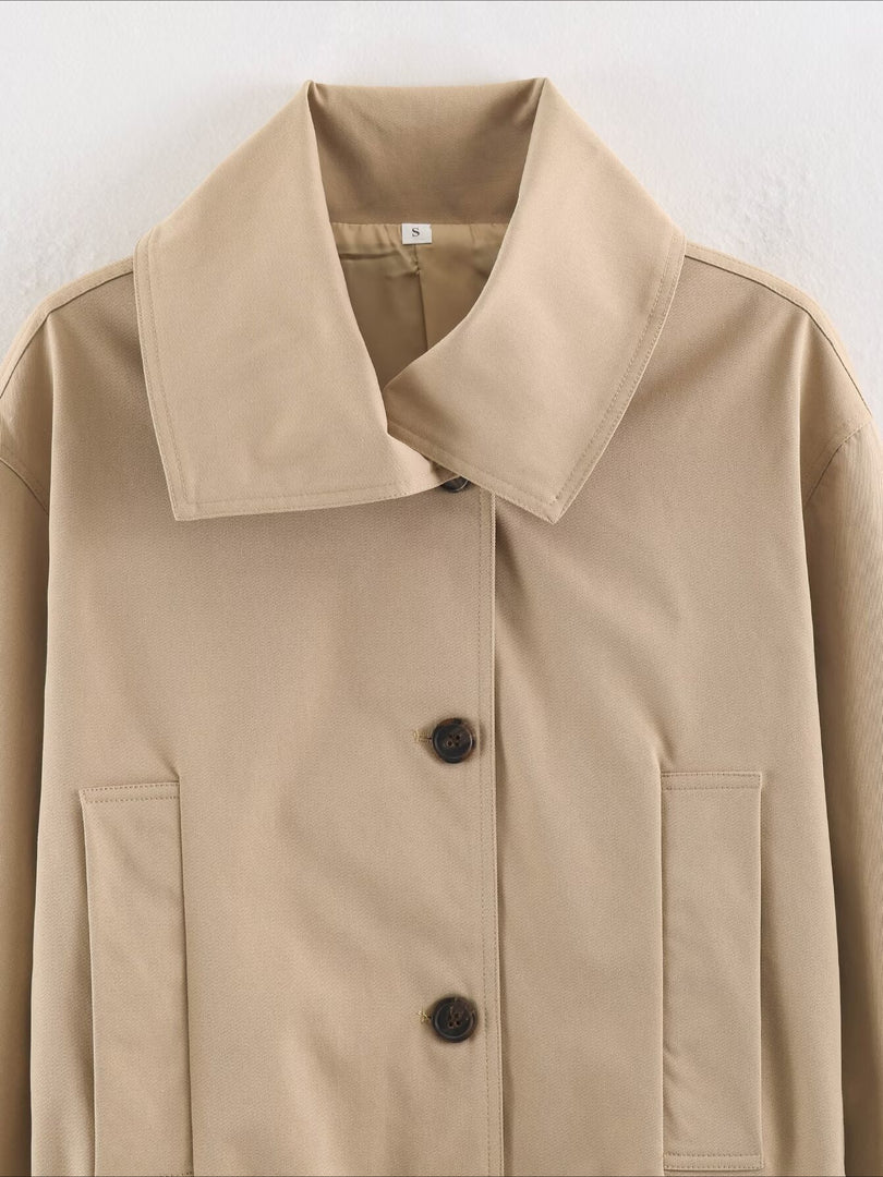 Single-Breasted Notch Lapel Belted Trench Coat N6G168