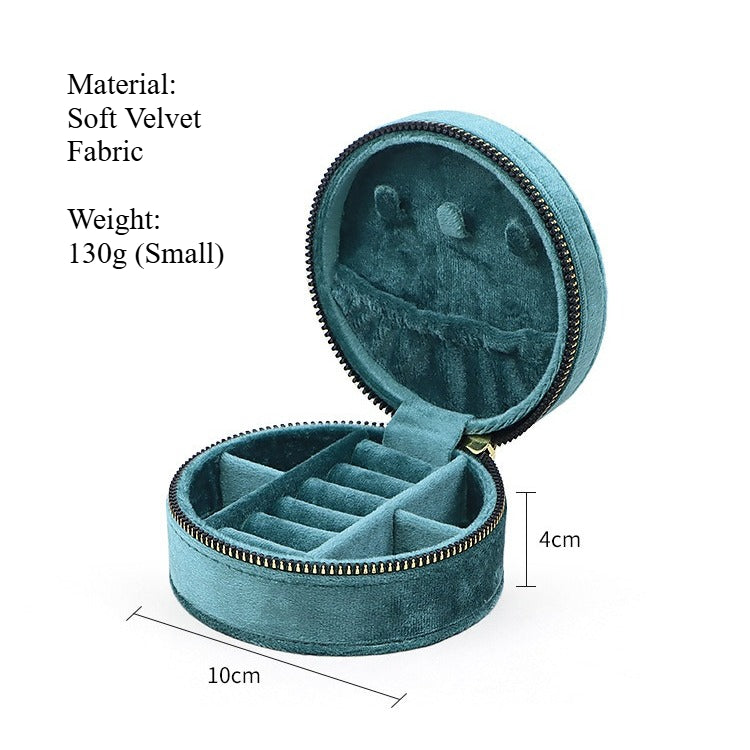 Round Oval Velvet Jewelry Box Portable Storage S5P950