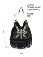 Load image into Gallery viewer, Soft Leather Rivet Fringe Tote Bag Women N6C221