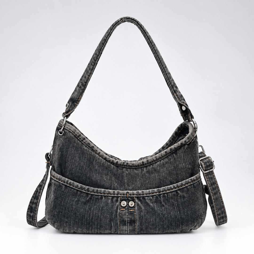 Women's Washed Gradient Denim Dumpling Shoulder Bag N6J202
