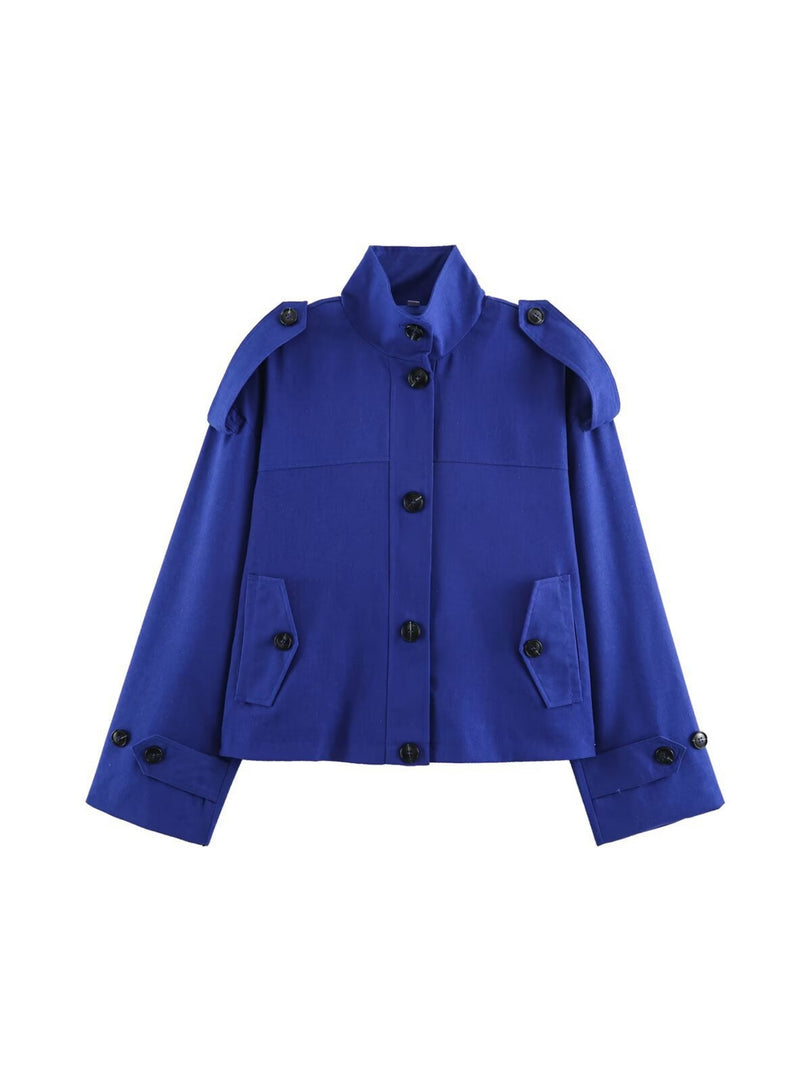 Loose Zip Cotton Linen Trench Coat Flap Pocket Women N6G169