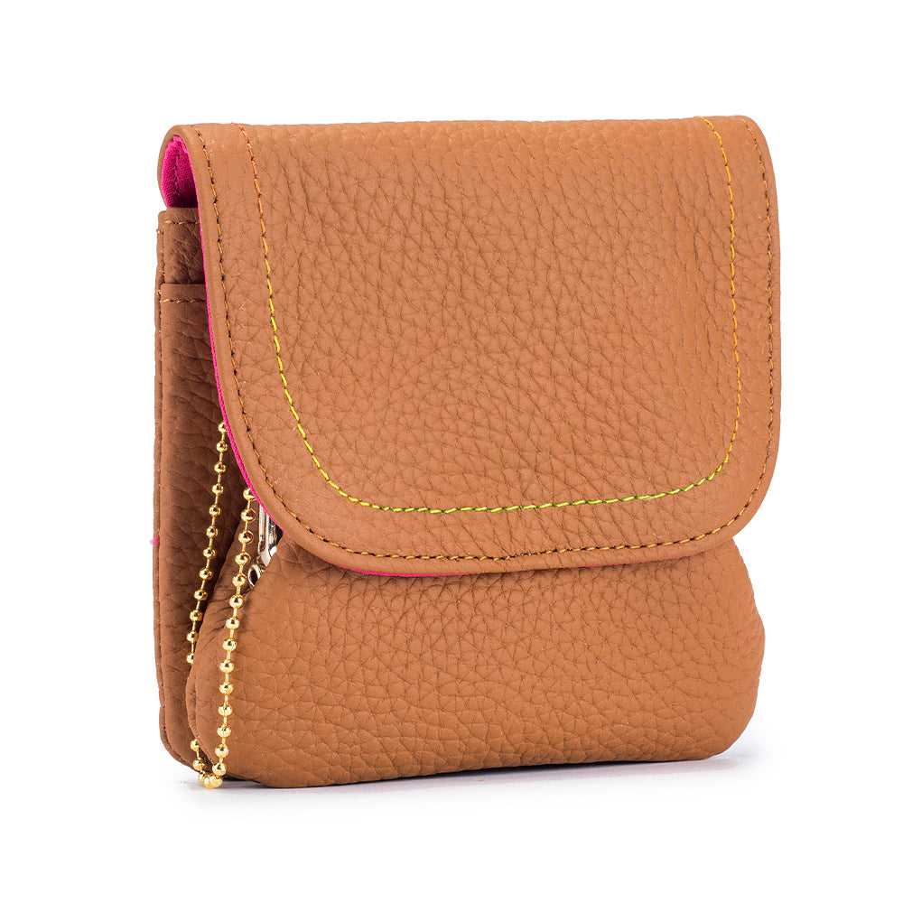 Top Grain Leather Creative Cute Snap Button Coin S5P947