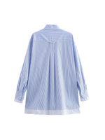 Load image into Gallery viewer, Striped Spliced Shirt Open Front Casual N6C093