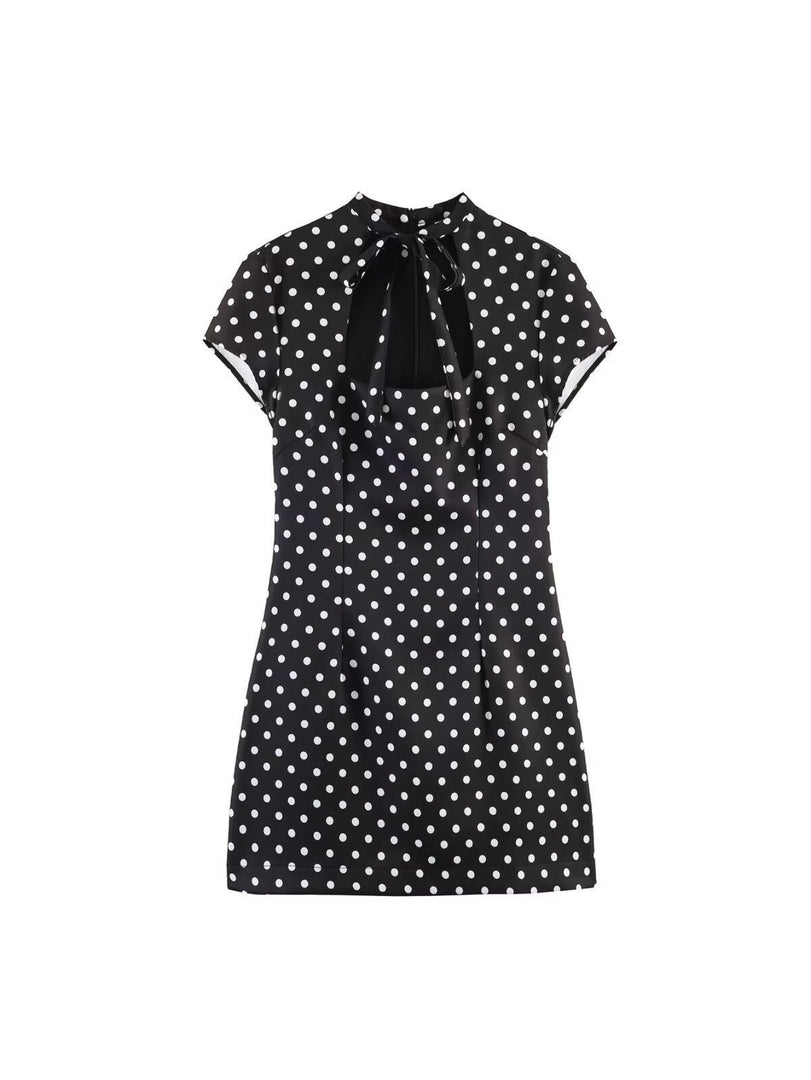 Bow Detail Square Neck Bodycon Short Dress Women N6E156