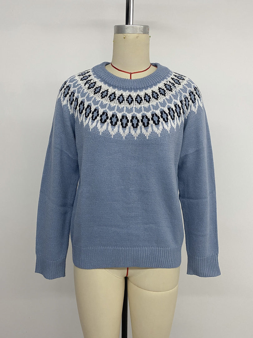 Round Neck Long Sleeve Pullover Sweater N6H306