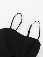 Load image into Gallery viewer, Black High Waist Spaghetti Strap French Midi Dress N6D090