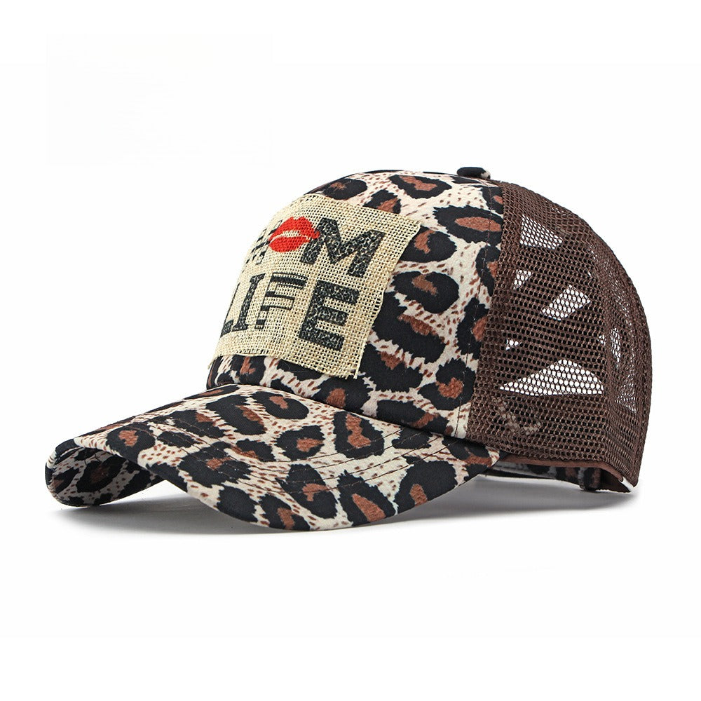 Leopard Appliqué Baseball Cap Wide Brim Sun Hat N6G208