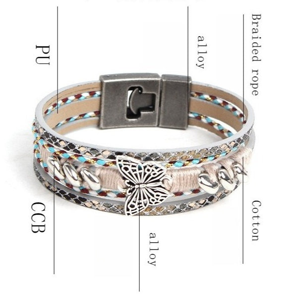 Butterfly Multi Layer Braided Bracelet S5P617