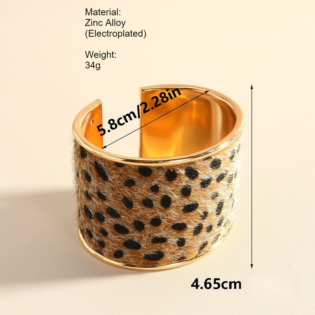 Wild Leopard Open Cuff Bangle Statement Sculptural N6F274