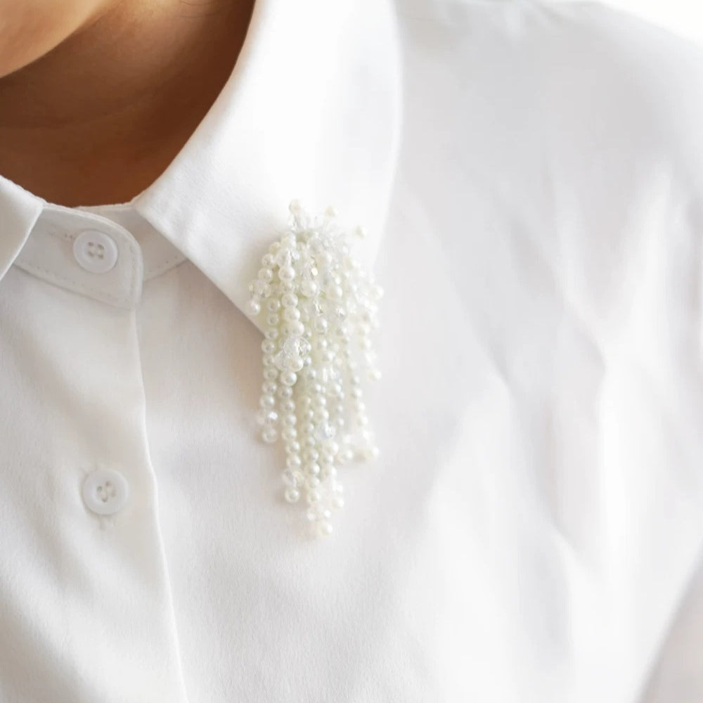 Pearl Tassel Magnetic Shirt Sleeve Holder Beaded N6G073