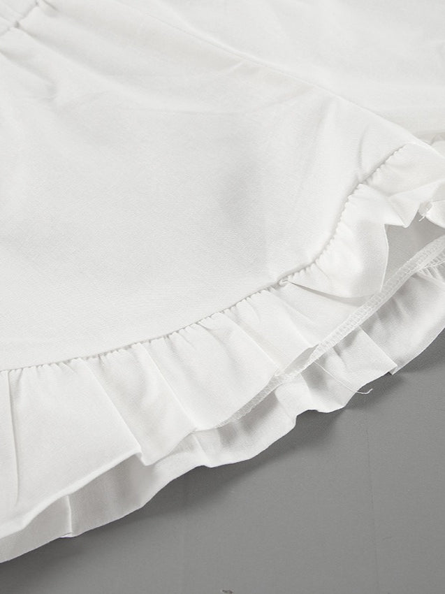 Lantern Sleeve Linen Two-Piece Set Women N6D115