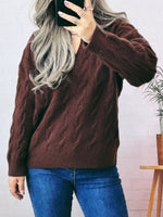 Load image into Gallery viewer, Cable Notch Sweater Mid Weight N5A244
