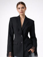 Load image into Gallery viewer, Lace Trim Tailored Blazer Women N6C140