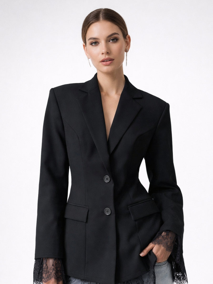 Lace Trim Tailored Blazer Women N6C140