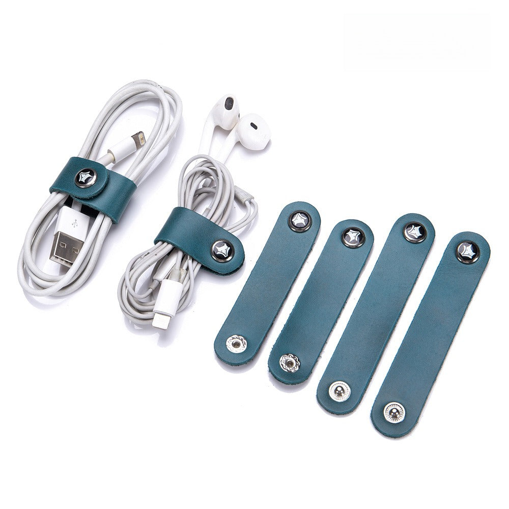 Leather Cable Organizer Pouch Set 4 Pack Cord Wrap N6G010